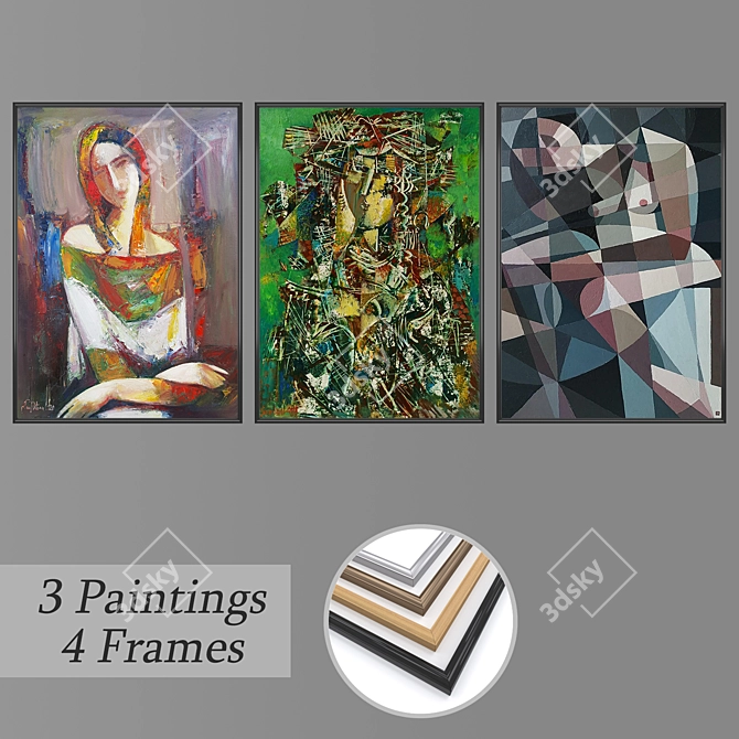 Modern Art Wall Set 3D model image 1