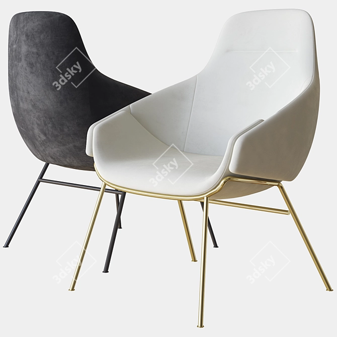 Anita High Back Armchair: Elegant and Comfortable 3D model image 1