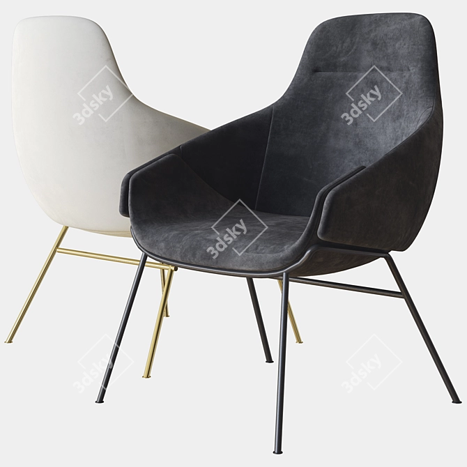 Anita High Back Armchair: Elegant and Comfortable 3D model image 2