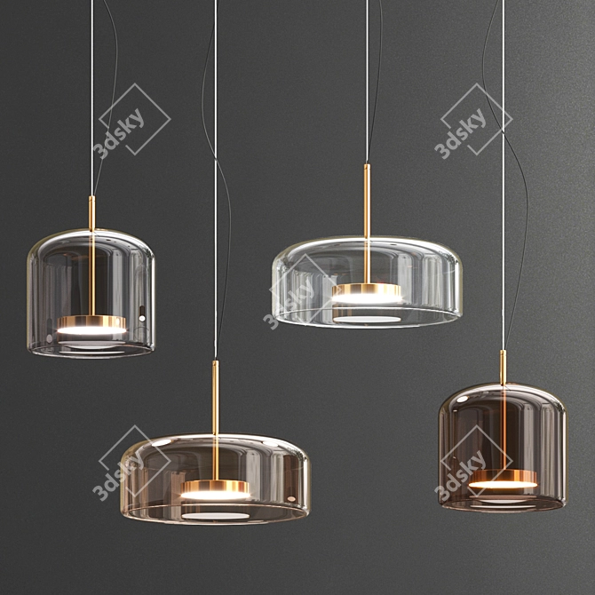 Elegant Blown Glass Pendant Lamps 3D model image 2