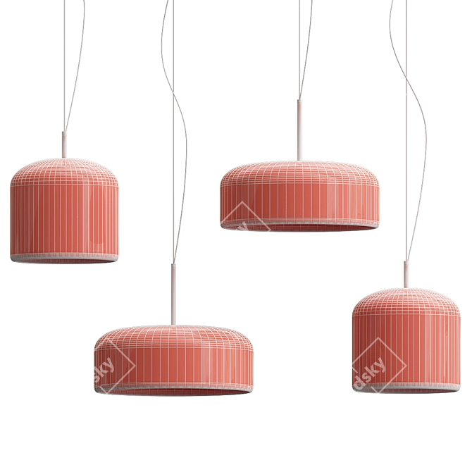 Elegant Blown Glass Pendant Lamps 3D model image 3