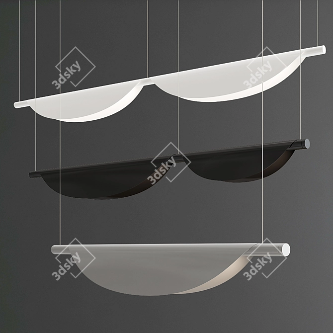 Sleek LED Linear Suspension Light 3D model image 2