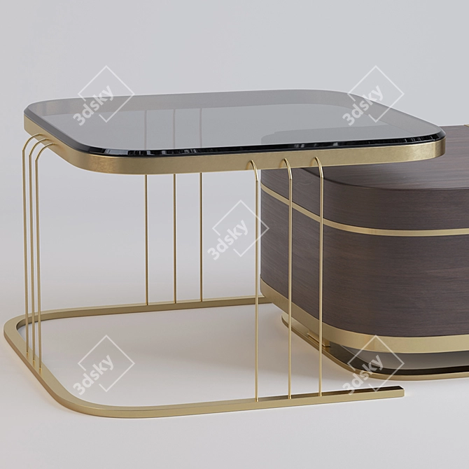 Elegant Gold Nesting Coffee Table 3D model image 6