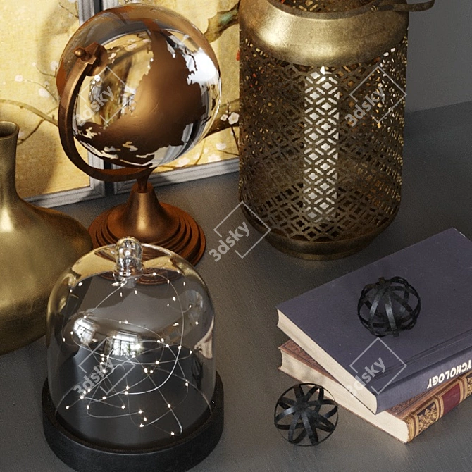 Golden Luxury Decor Set 3D model image 2