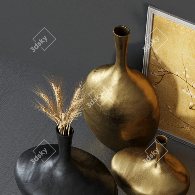 Golden Luxury Decor Set 3D model image 3