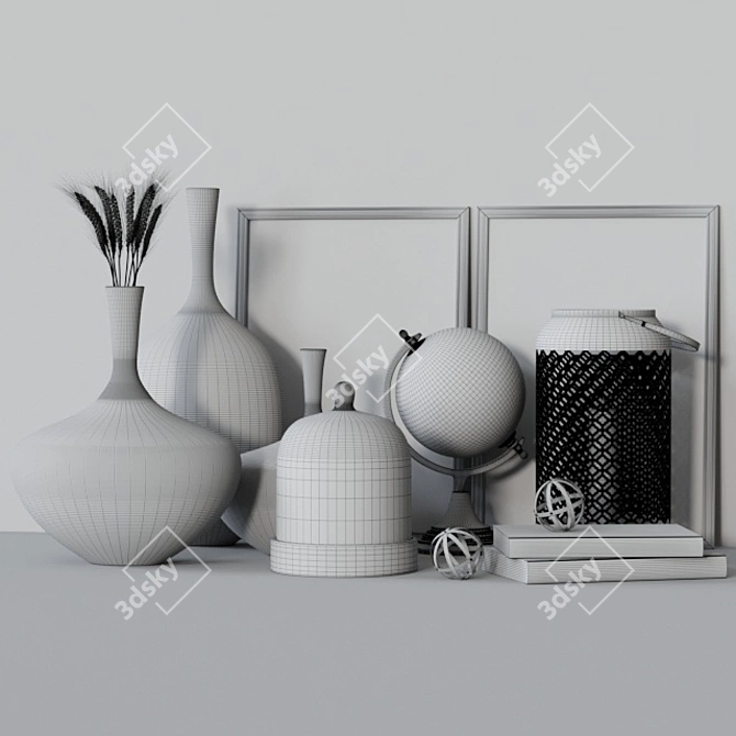 Golden Luxury Decor Set 3D model image 4