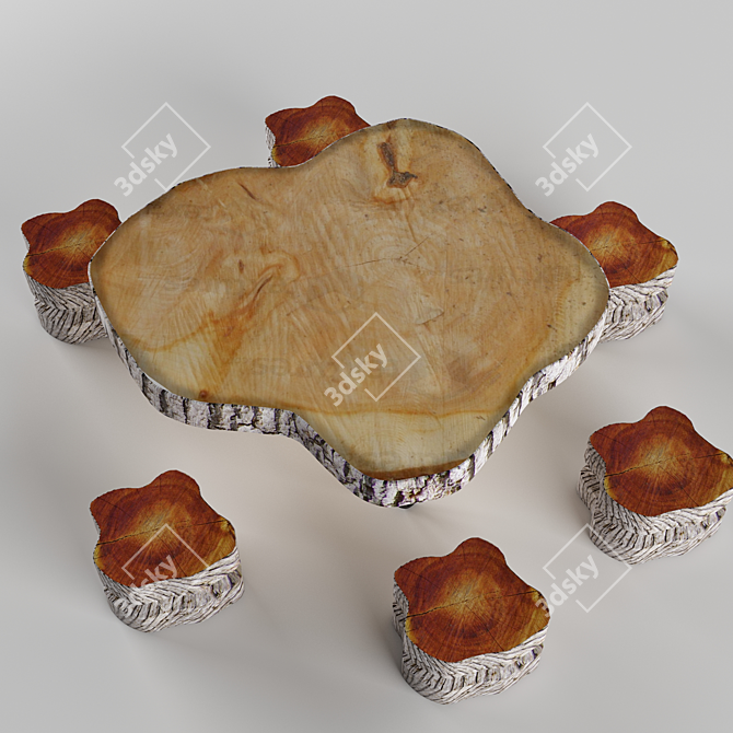 Vintage Wooden Dining Table 3D model image 2