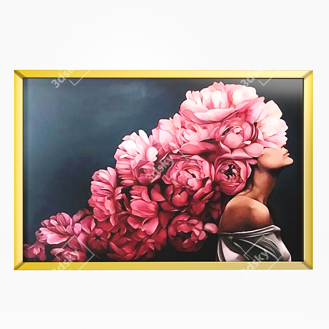 Flower Head Woman Canvas Art 3D model image 3