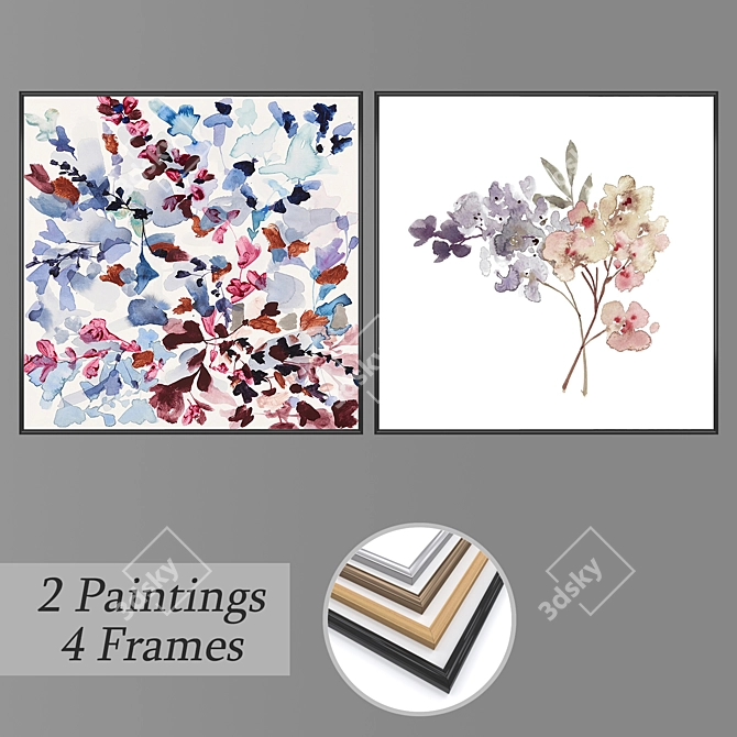 Modern Wall Art Set with Various Frames 3D model image 1