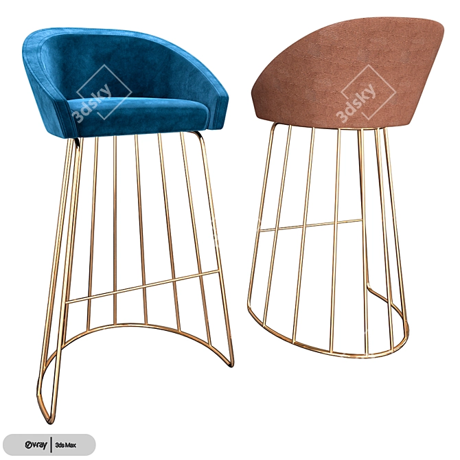 Elevate your bar with the modern Bay Bar Stool 3D model image 1