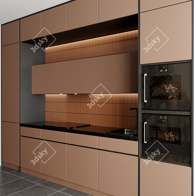 Modern Kitchen Interior Design 3D model image 2