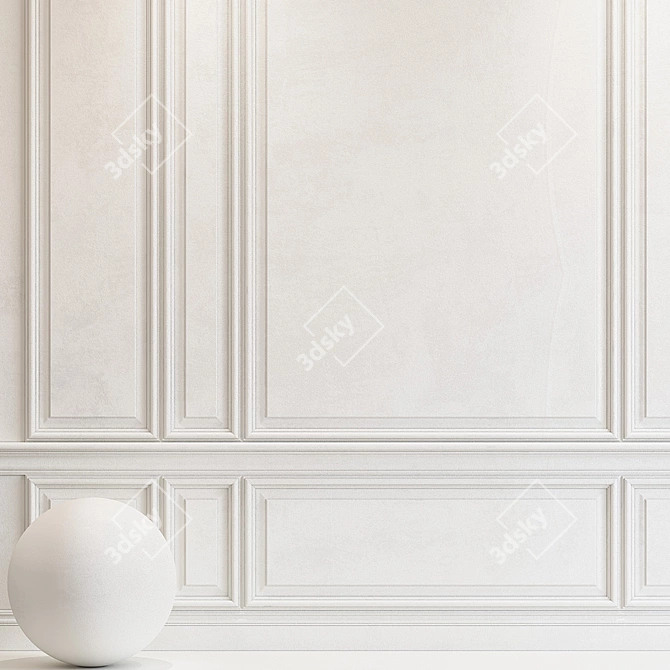 Elegant Plaster Molding: Pantone 11-4201 3D model image 2