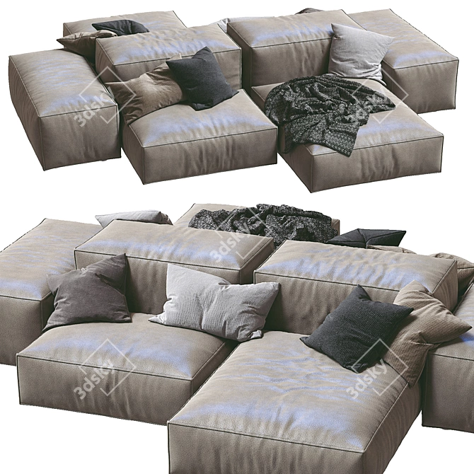 Elegant livingdivani Leather Sofa 3D model image 1