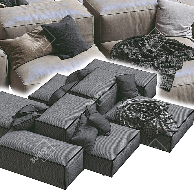 Elegant livingdivani Leather Sofa 3D model image 5