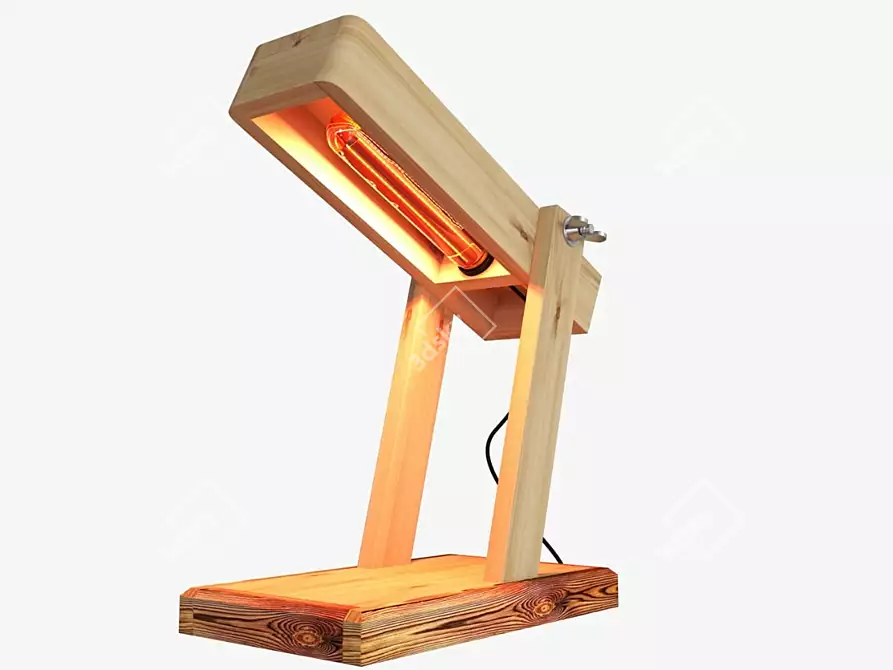Wooden Desk Lamp 3D model image 3