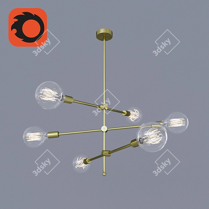 Sleek Hikari Sputnik Chandelier 3D model image 1