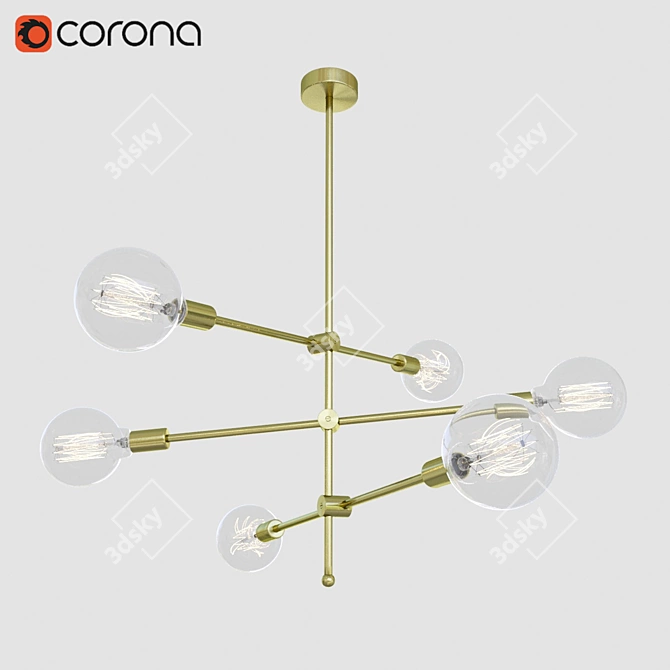 Sleek Hikari Sputnik Chandelier 3D model image 5