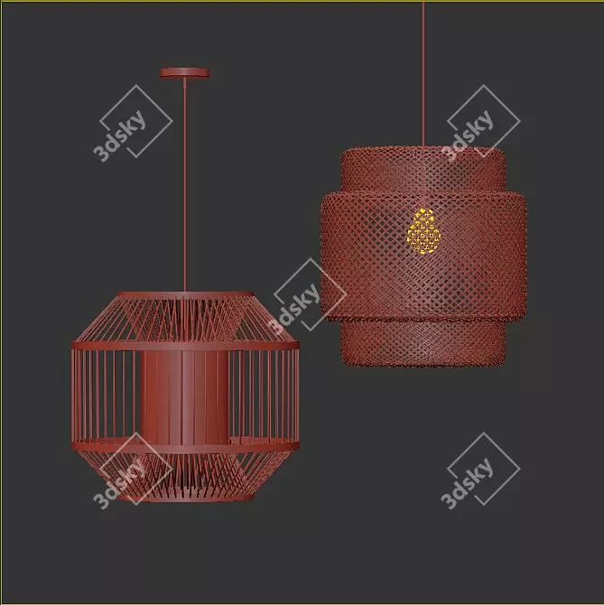 Lush Rattan Pendant Light 3D model image 4