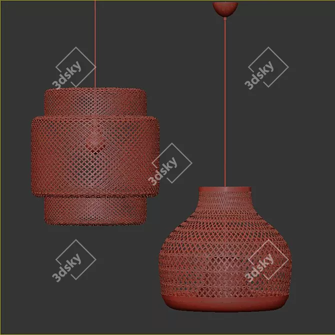 Lush Rattan Pendant Light 3D model image 5