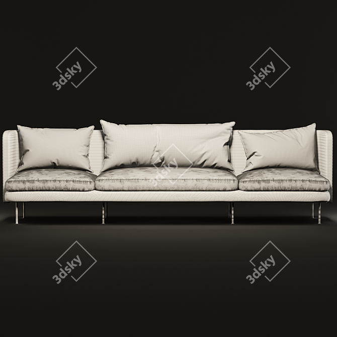 Urban Comfort 3-Seater Sofa 3D model image 2