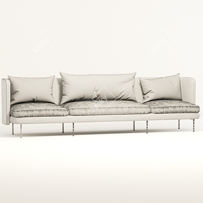 Urban Comfort 3-Seater Sofa 3D model image 3