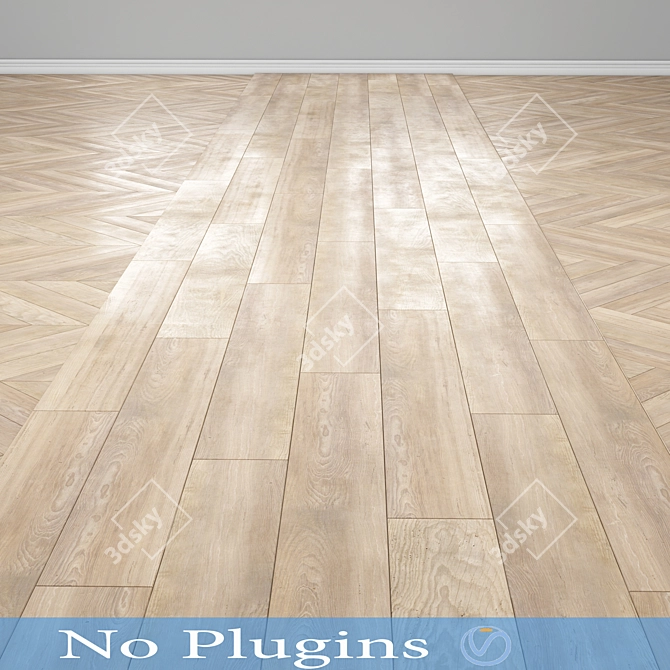 10-Piece Natural Wood Floor 3D model image 1