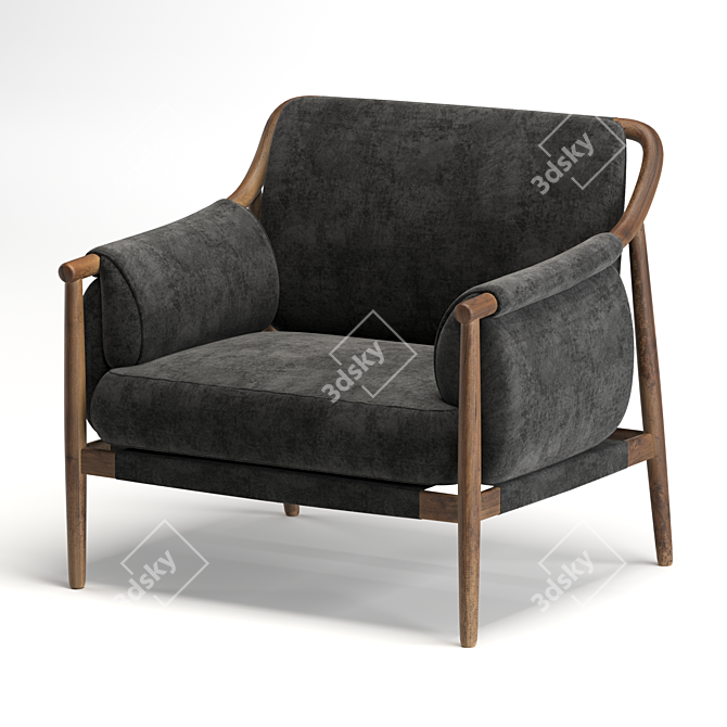 Luxury Times Lounge: Transformable Black Armchair 3D model image 2