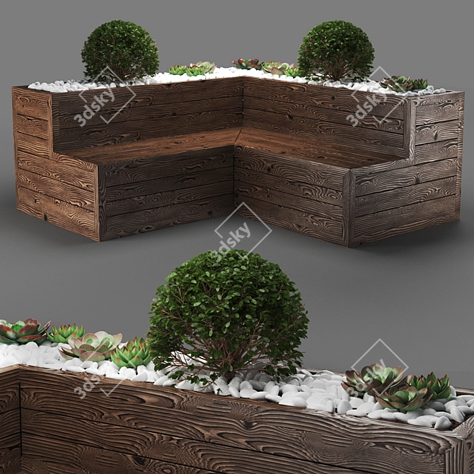 Sculpted Poly Bench 3D model image 1