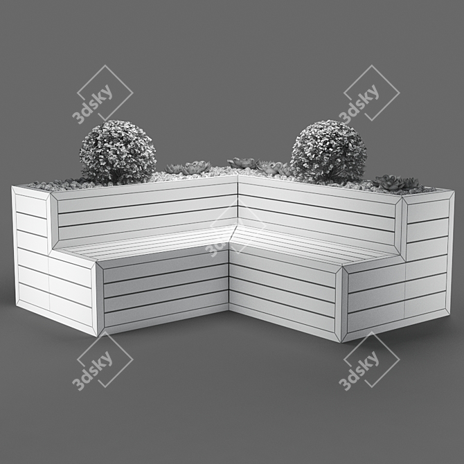Sculpted Poly Bench 3D model image 3