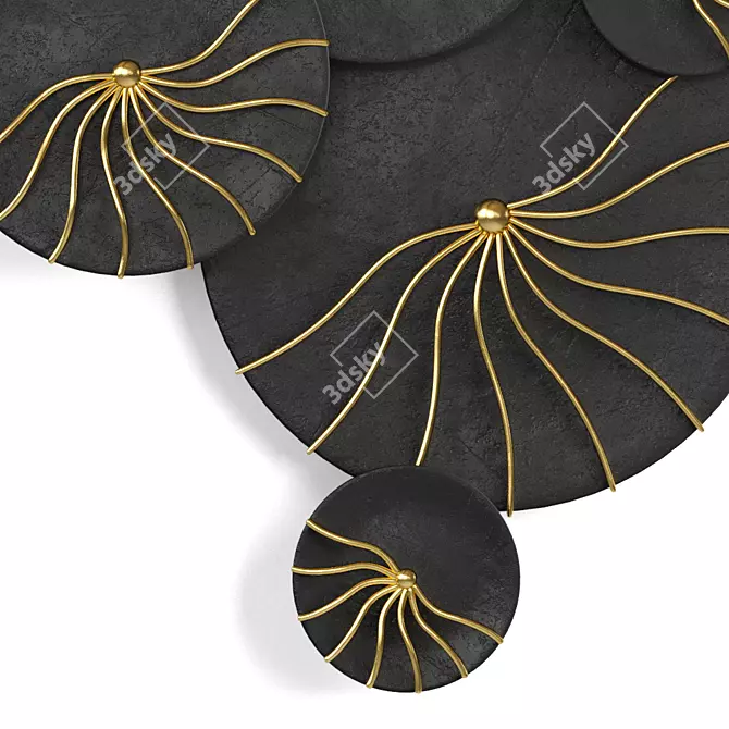 Elegant Black&Gold Metal Wall Decor 3D model image 2