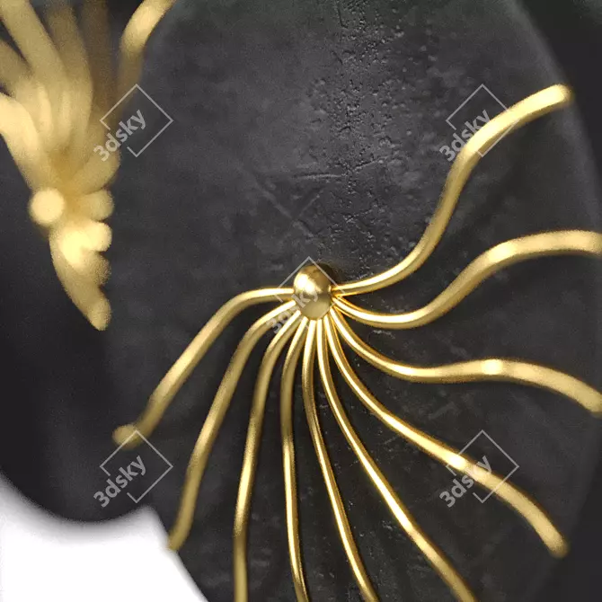 Elegant Black&Gold Metal Wall Decor 3D model image 3