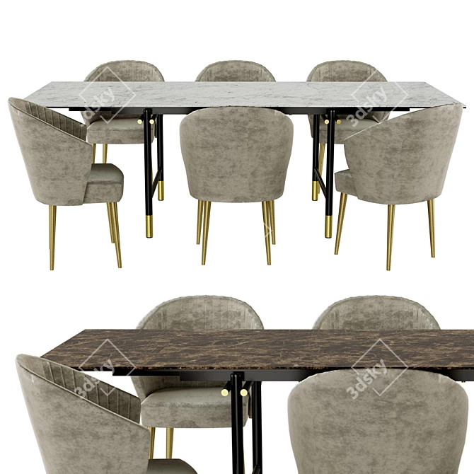 Modern Dining Set: Nuka Chair & Monogram Table 3D model image 1