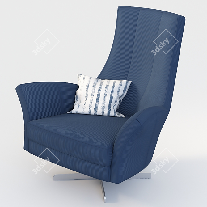Navy Velvet Solo Armchair by Casadesus 3D model image 1