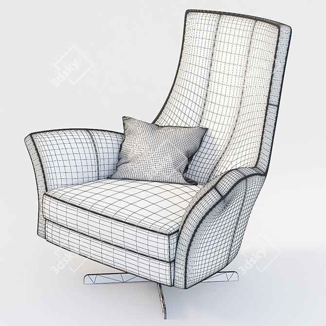 Navy Velvet Solo Armchair by Casadesus 3D model image 4