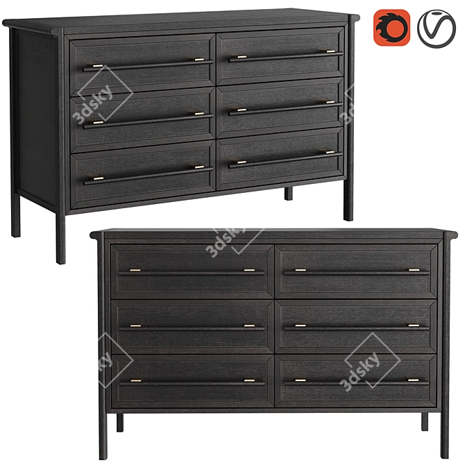 Contempo 6-Drawer Chest: Sleek and Functional 3D model image 1