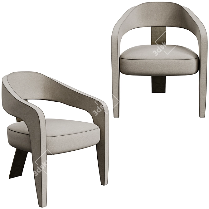 Sleek Modern Chair in White 3D model image 1