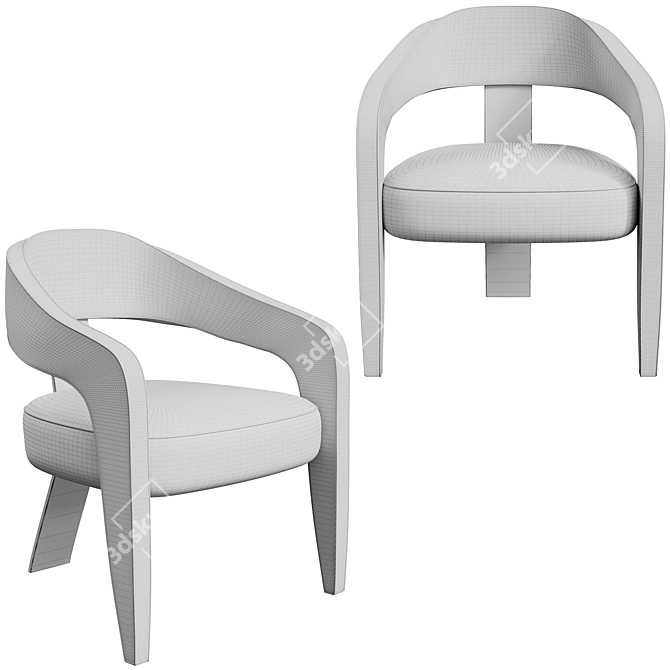 Sleek Modern Chair in White 3D model image 3