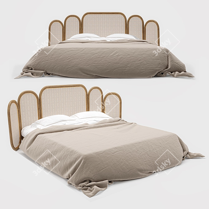 Elegant Rattan Bed - MB4 3D model image 2