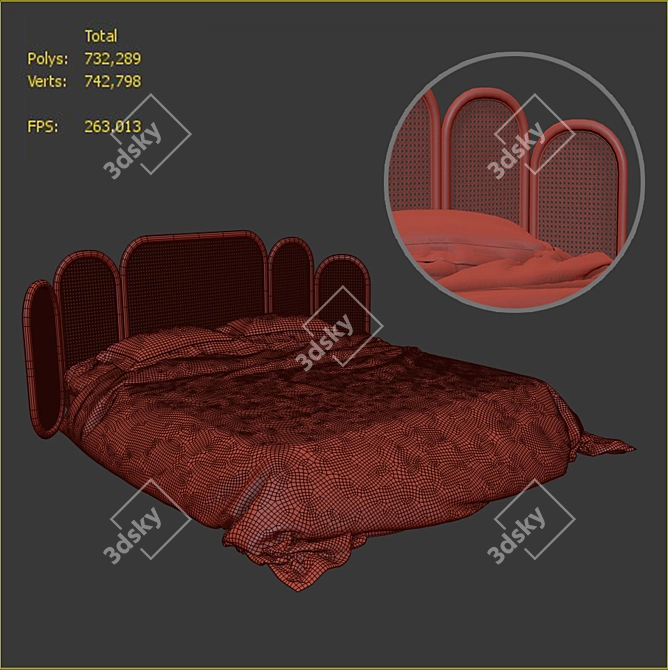 Elegant Rattan Bed - MB4 3D model image 3