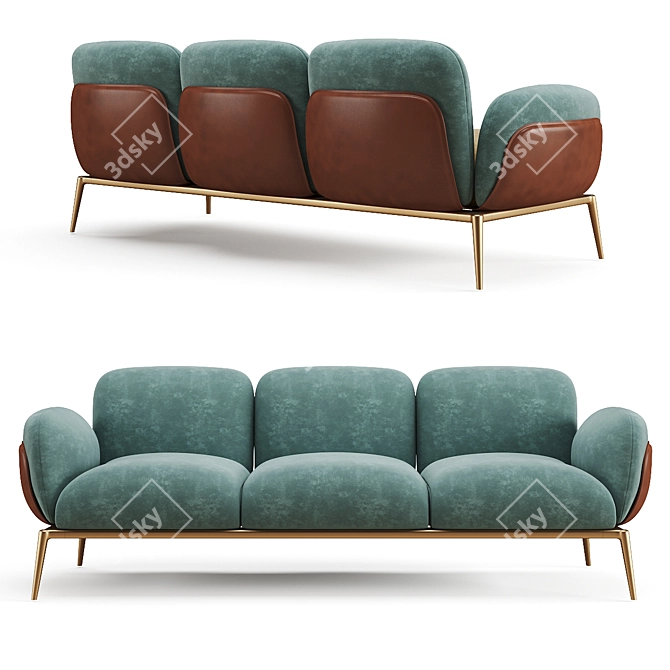 Cozy Brooklyn 3-Seater Sofa 3D model image 1