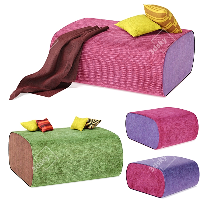 Modern Fabric Pouf: Versatile and Stylish 3D model image 1