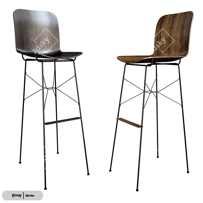 Title: MDF Italia Aiuku Stool: Modern Elegance in Form and Function 3D model image 1