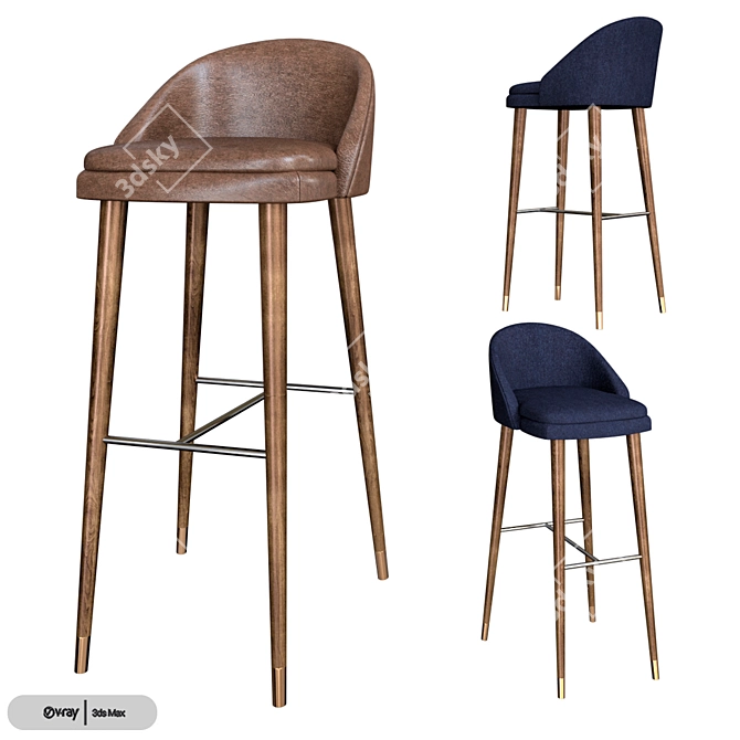 Sleek Laskasas Estoril Stool 3D model image 1