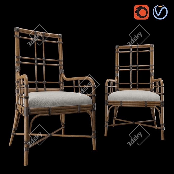 Tropical Seaview Armchair: Stylish and Comfortable 3D model image 1