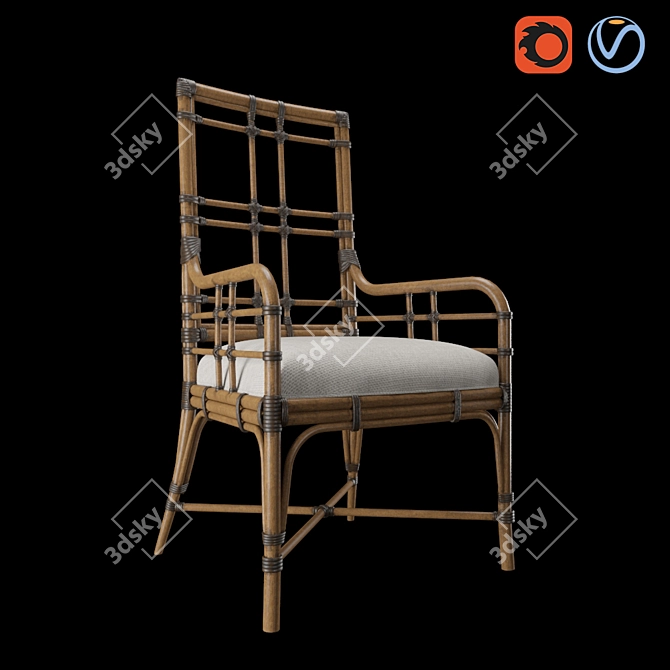 Tropical Seaview Armchair: Stylish and Comfortable 3D model image 2