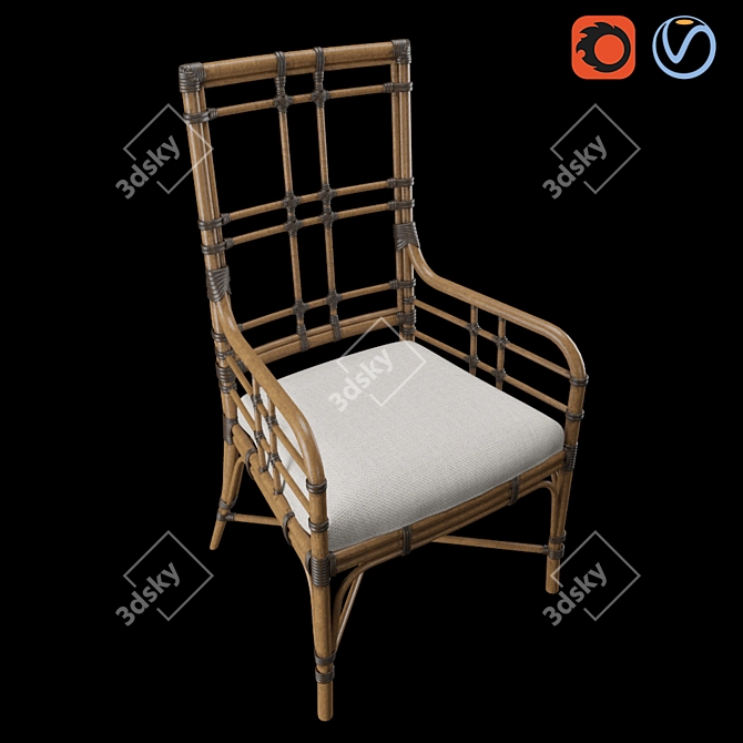 Tropical Seaview Armchair: Stylish and Comfortable 3D model image 3