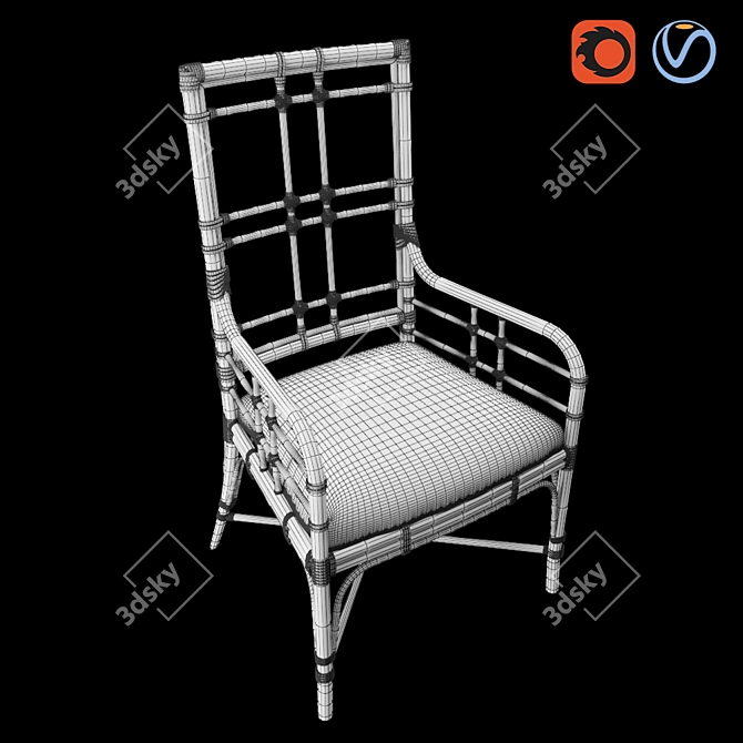 Tropical Seaview Armchair: Stylish and Comfortable 3D model image 5