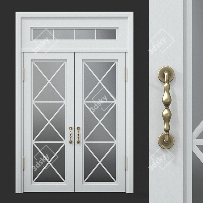 Modern Wood and Glass Interior Doors 3D model image 1