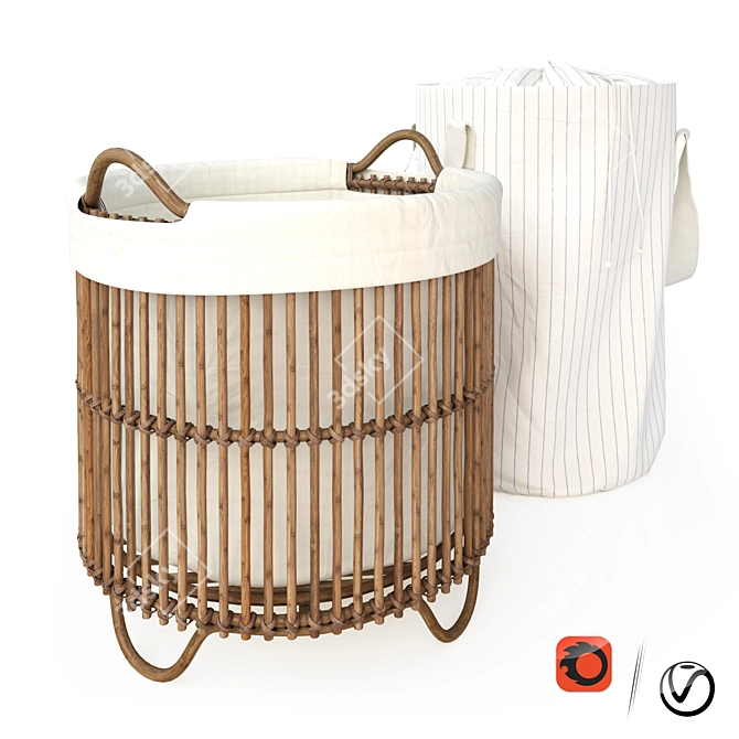 Stylish Laundry Baskets for a Tidy Home 3D model image 1