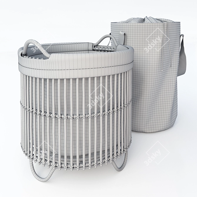 Stylish Laundry Baskets for a Tidy Home 3D model image 3